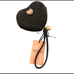 New Juicy Couture Black Heart Zippered Wristlet